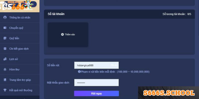 Hoàn tất quy trình rút tiền
